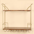 Wooden Kitchen & Bar Shelf | with Wine Glass Holder | Brown | 60 cm