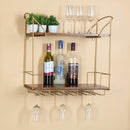 Wooden Kitchen & Bar Shelf | with Wine Glass Holder | Brown | 60 cm