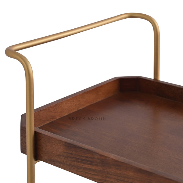 Wooden Bar trolley | Shelf Rack | Organiser | Brown | 46 cm