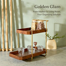 Wooden Bar trolley | Shelf Rack | Organiser | Brown | 46 cm