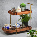 Wooden Bar trolley | Shelf Rack | Organiser | Brown | 46 cm