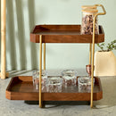 Wooden Bar trolley | Shelf Rack | Organiser | Brown | 46 cm