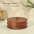 Wooden Chapati Box with Lid | Brown | 22 cm