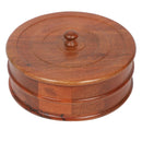 Wooden Chapati Box with Lid | Brown | 22 cm