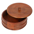 Wooden Chapati Box with Lid | Brown | 22 cm