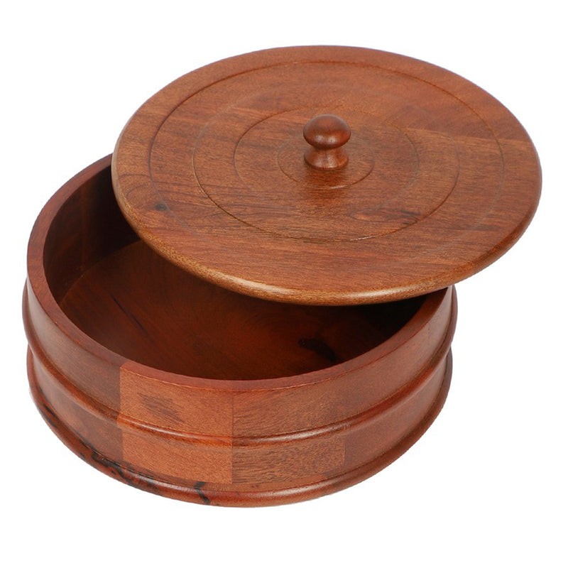 Wooden Chapati Box with Lid | Brown | 22 cm