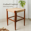 Wooden Sitting Stool | Jute Top | Walnut Brown | 52 cm