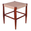 Wooden Sitting Stool | Jute Top | Walnut Brown | 52 cm