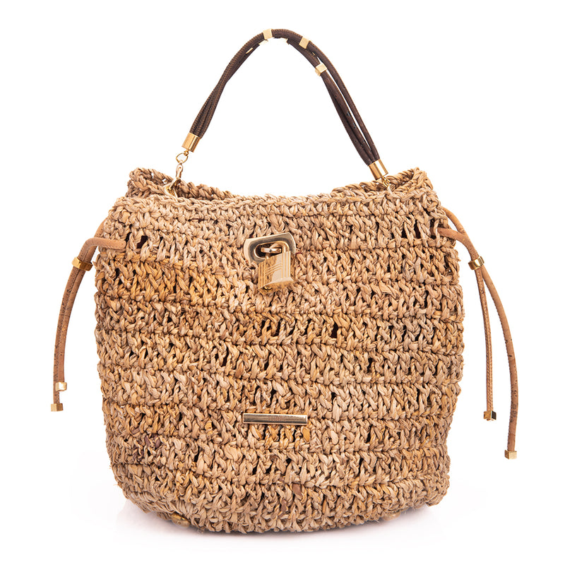 Mini Bucket Bag for Women | Banana Bark & Upcycled Cork | Brown