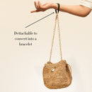 Mini Bucket Bag for Women | Banana Bark & Upcycled Cork | Beige & Navy Blue