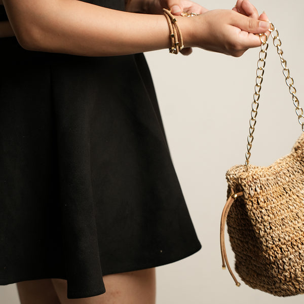 Mini Bucket Bag for Women | Banana Bark & Upcycled Cork | Beige