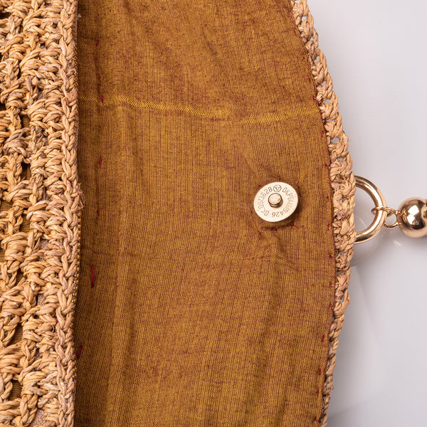 Banana Bark Cross-Body Laptop Bag | Knitted | Maroon Tassels & Multicolour Belt