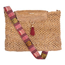 Banana Bark Cross-Body Laptop Bag | Knitted | Maroon Tassels & Multicolour Belt