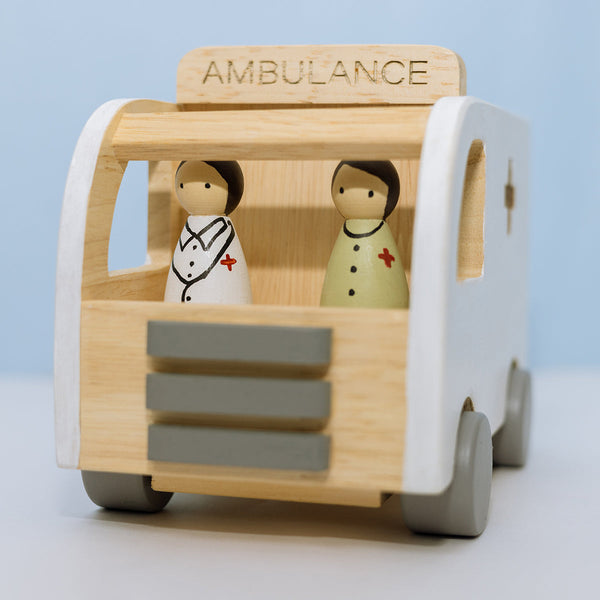 Wooden Toys for Kids | Care Crusier Ambulance | Multicolour