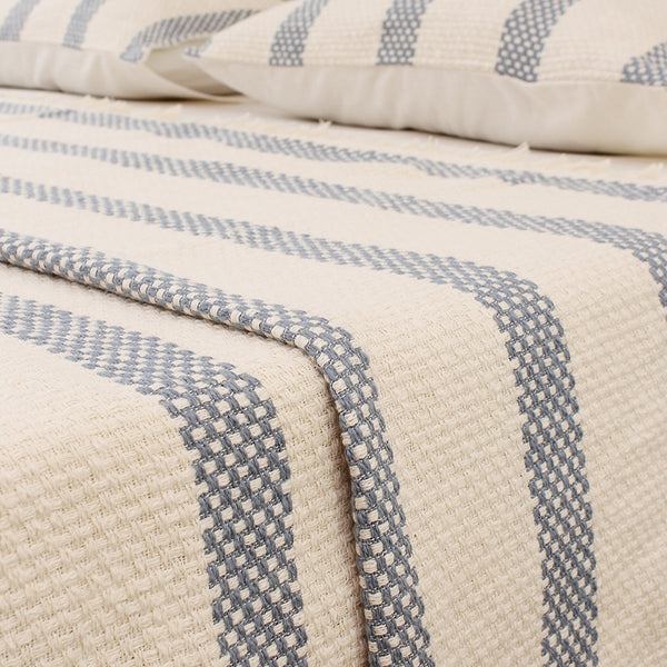 Cotton Bed Cover | Woven Design | Double Size | Blue