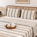 Cotton Bed Cover Set | Woven Design | Double Size | Blue