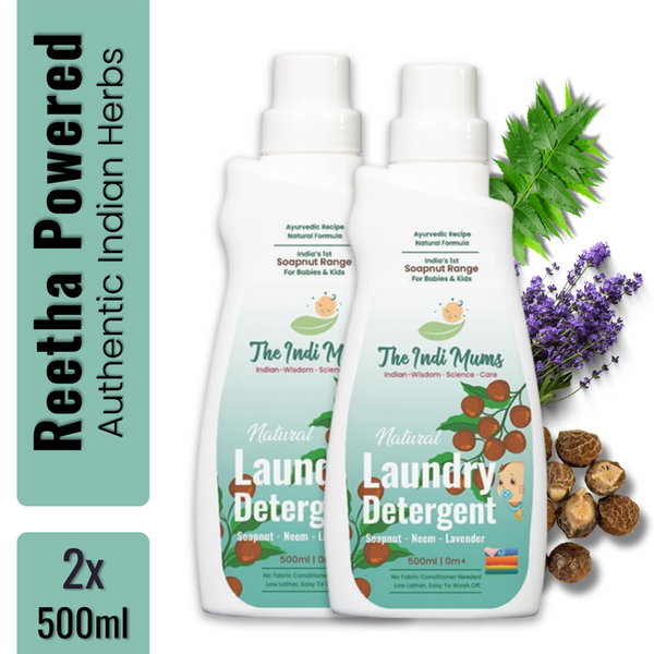 Reetha-Powered Herbal Laundry Detergent |Natural & Babysafe | Lavender Fragrance | 500 ml x 2