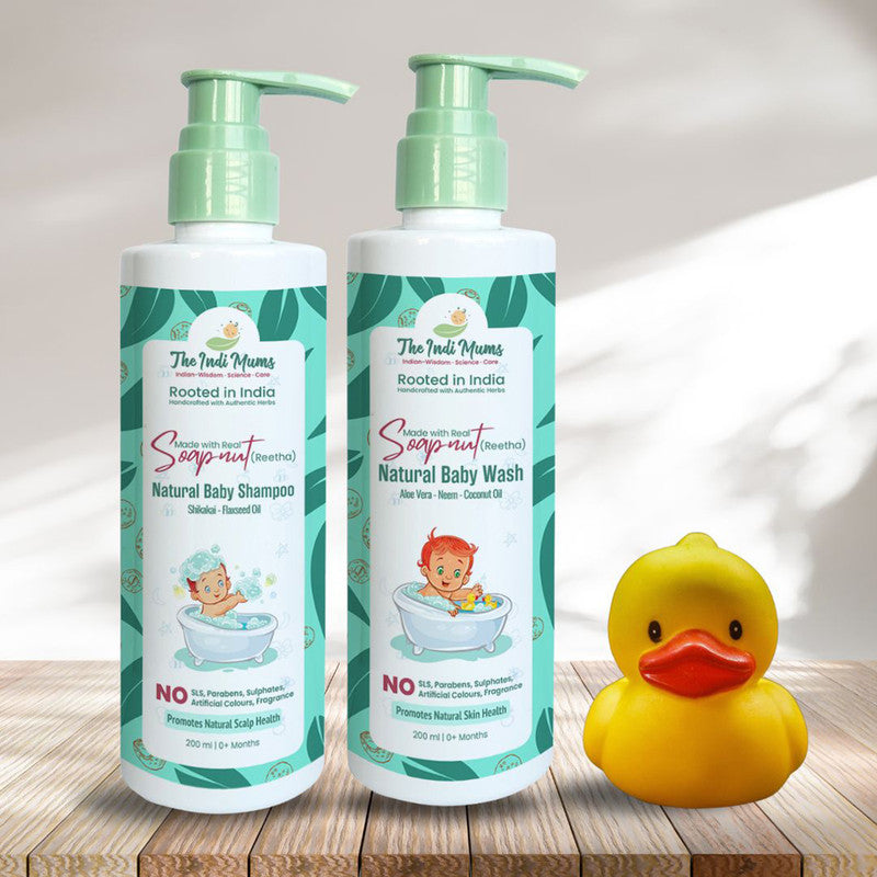 Daily Bath Bundle | Baby Shampoo & Body Wash | Reetha & Indian Herbs | 200 ml x 2