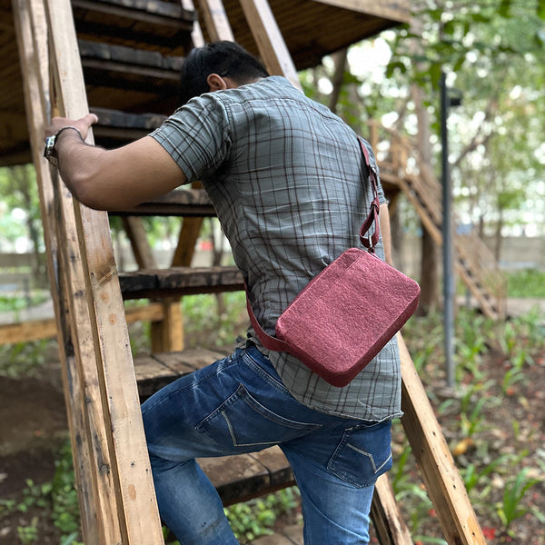 Cross Body Sling Bag | Coconut Leather | Unisex | Red