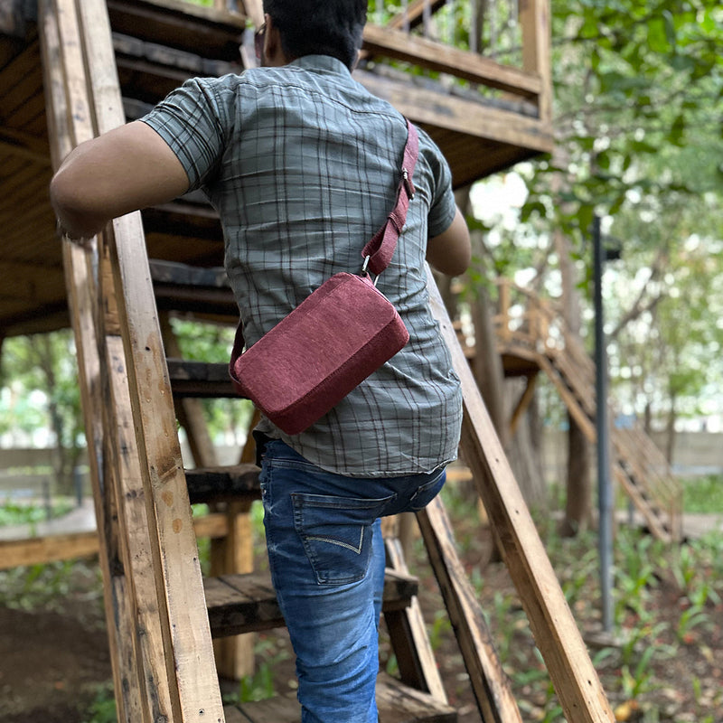 Cross Body Sling Bag | Coconut Leather | Unisex | Red