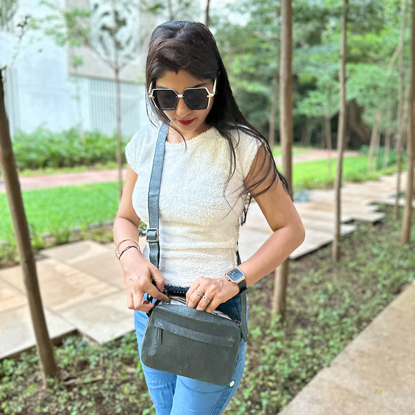 Cross Body Sling Bag | Coconut Leather | Unisex | Blue