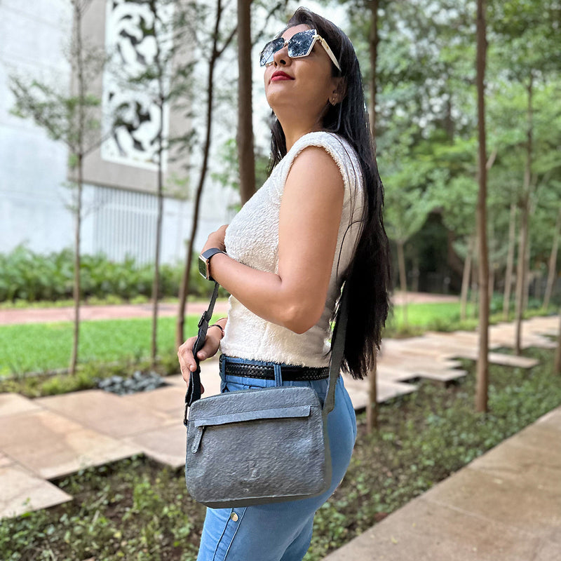 Cross Body Sling Bag | Coconut Leather | Unisex | Blue