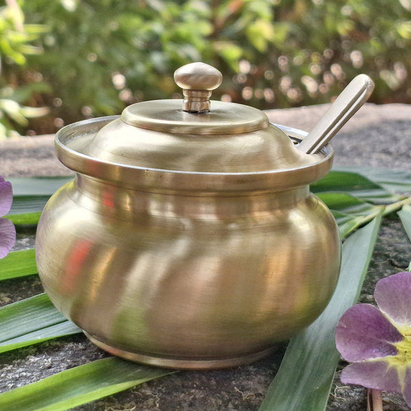 Brass Ghee Pot | Gold | 8 cm