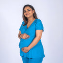 Organic Cotton Wrap Top | Maternity Wear | Light Blue