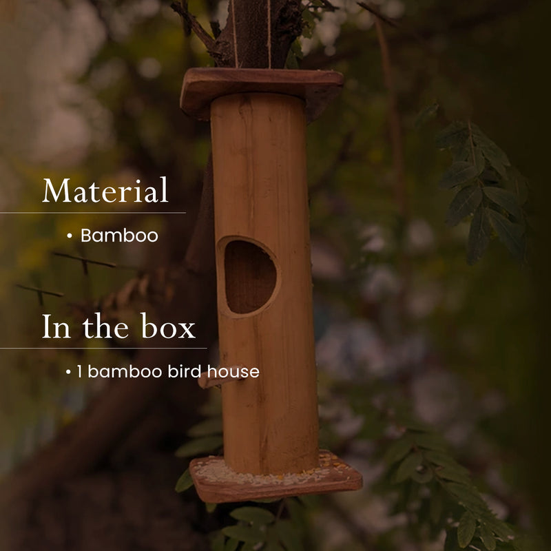 Bird House | Bird Nest with Adjustable Rope | Bamboo | 30 cm