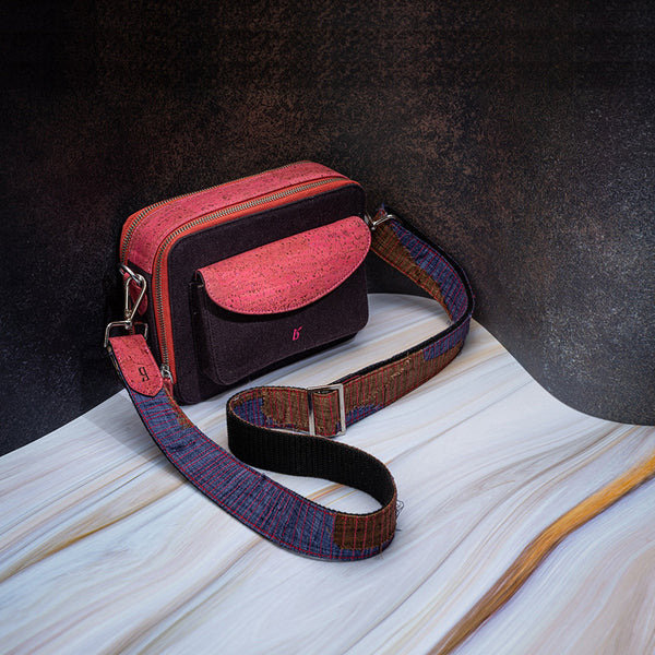 Canvas & Cork Crossbody Bag | Pink & Purple