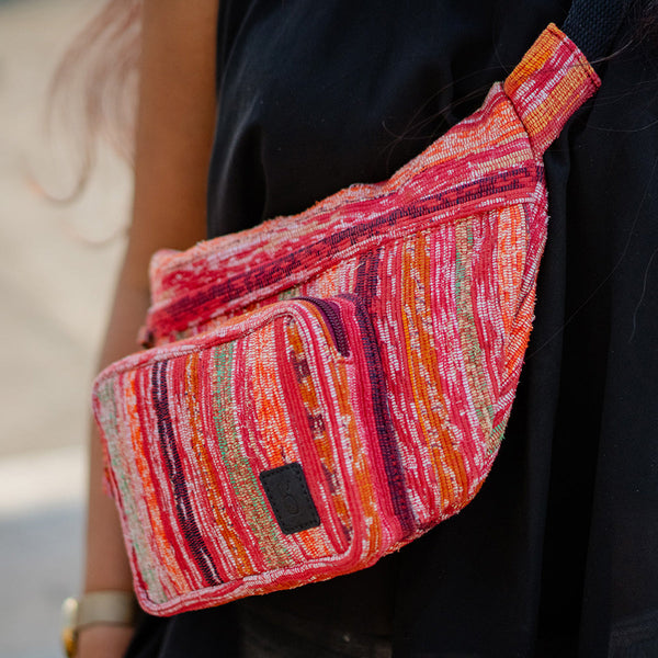 Upcycled Fabric Fanny Pack | Red