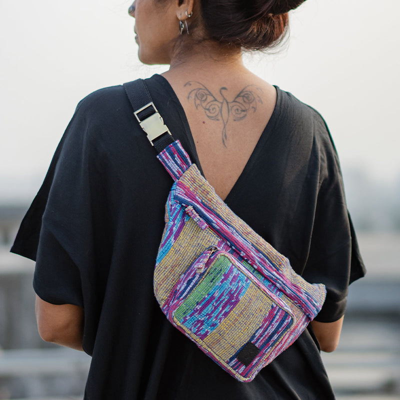 Upcycled Fabric Fanny Pack | Purple