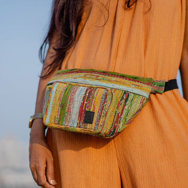 Upcycled Fabric Fanny Pack | Green