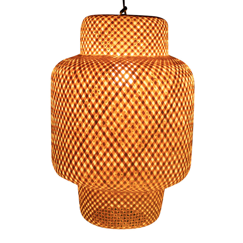 Bamboo Hanging Lampshade | Handmade | Beige | 31 cm