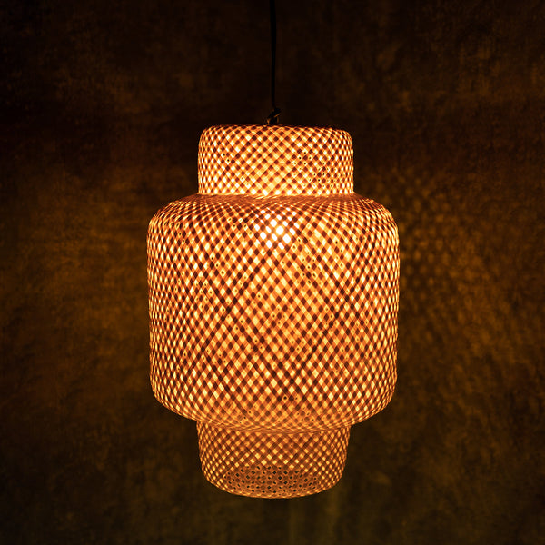 Bamboo Hanging Lampshade | Handmade | Beige | 31 cm