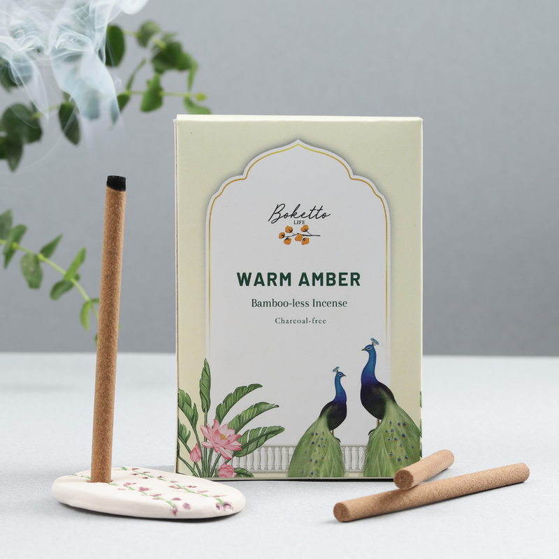 Natural Incense Sticks | Charcoal Free Agarbatti | Warm Amber | 30 Sticks