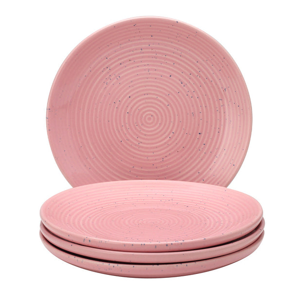 Ceramic Serving Plate | Stoneware | Microwave & Dishwasher Safe | Blush Pink | Small | Set of 4