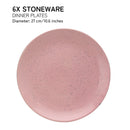 Ceramic Serving Dinner Plates | Dining | Stoneware | Blush Pink | Set of 6