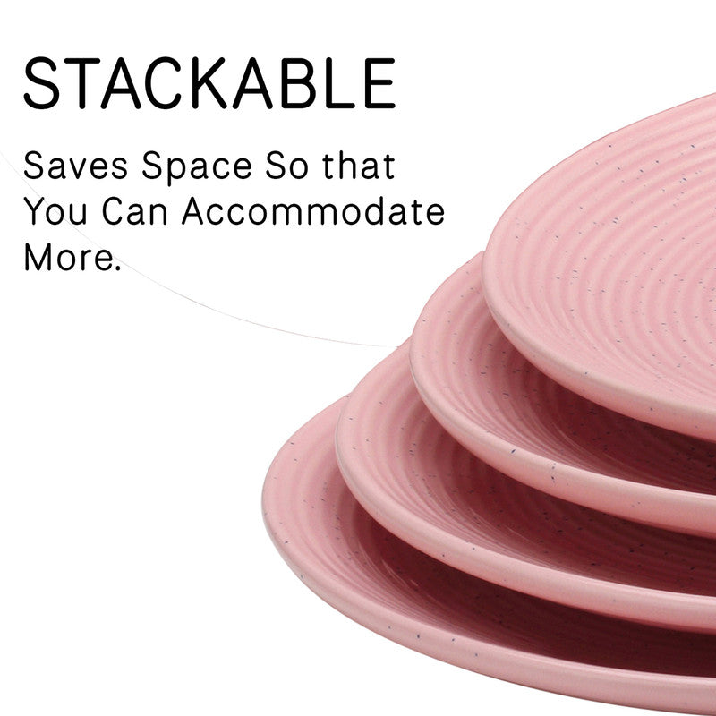 Ceramic Serving Plate | Stoneware | Microwave & Dishwasher Safe | Blush Pink | Small | Set of 4