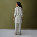 Linen White Co Ord Set for Women | Embroidered