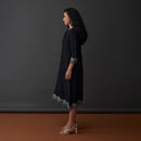 Black Midi Dress for Women | Embroidered | Hand Scapolled