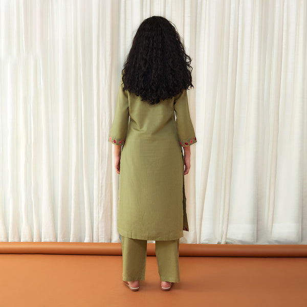 Tencel Linen Kurta Set for Women | Green