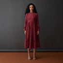 Midi Dress for Women | Crinkled Cupro Fabric | Red Plum