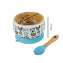 Wooden Bowl and Spoon Set for Kids | Blue | 350 ml