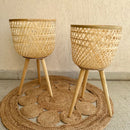 Bamboo Planter Pot | with Removable Legs | Beige