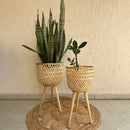 Bamboo Planter Pot | with Removable Legs | Beige