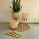 Bamboo Planter Pot | with Removable Legs | Beige