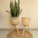 Bamboo Planter Pot | with Removable Legs | Beige