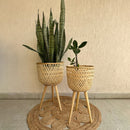 Bamboo Planter Pot | with Removable Legs | Beige