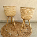 Bamboo Planter Pot | with Removable Legs | Beige